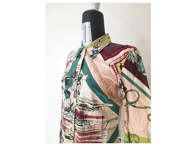 Jean Paul Gaultier Blusa camisera estampada abstracta de algodón JPG Jean's Paul Gaultier de París. Multicolor - vista 12