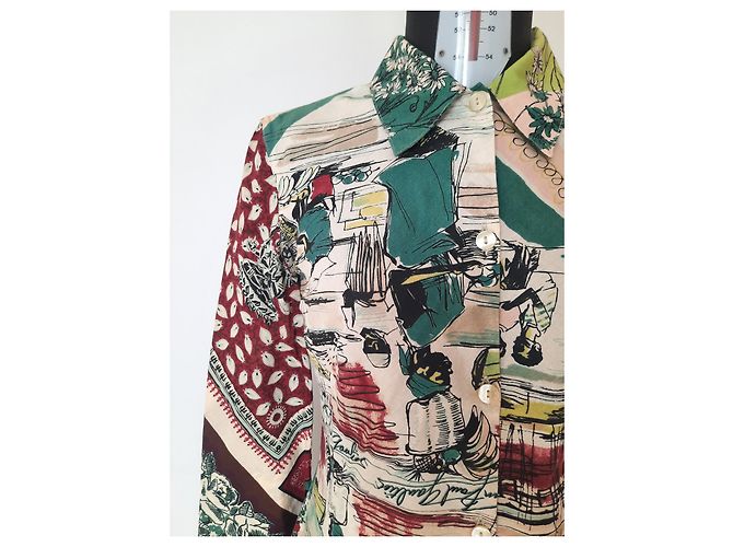 Jean Paul Gaultier Blusa camisera estampada abstracta de algodón JPG Jean's Paul Gaultier de París. Multicolor - vista 3