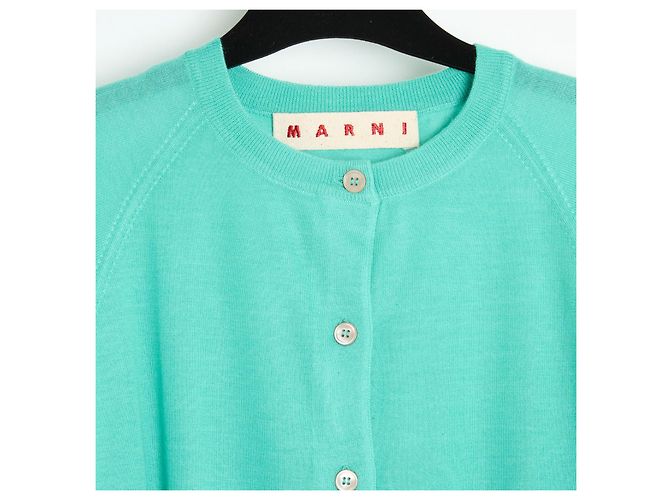 Marni FR40 Cardigan aus leichtem Kaschmir in Lagunengrün, US10. - Ansicht 2
