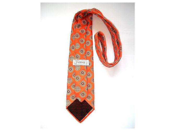 Cravatta Versace in seta arancione - vista 2