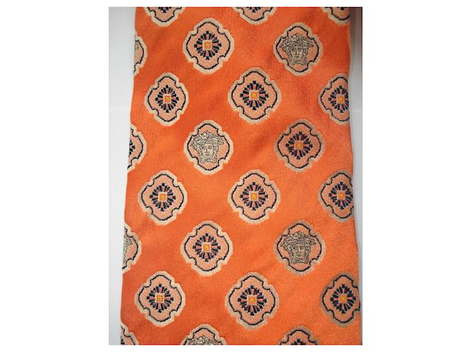 Cravatta Versace in seta arancione - vista 4