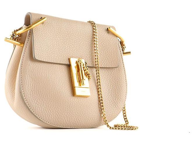 CHLOÉ - Borsa a spalla Drew in pelle grana beige - vista 2