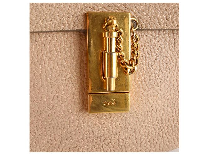CHLOÉ - Borsa a spalla Drew in pelle grana beige - vista 7