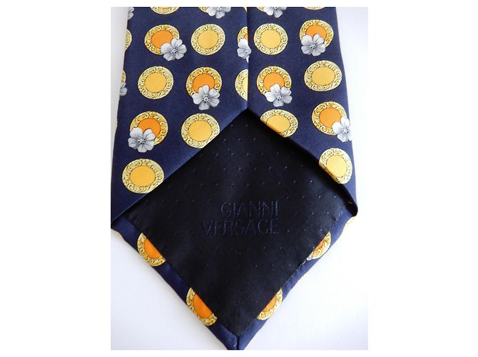 Cravatta Gianni Versace in seta blu navy - vista 4