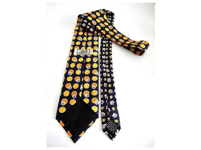 Cravatta Gianni Versace in seta blu navy - vista 5