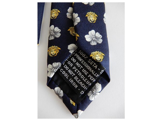 Cravatta Gianni Versace in seta blu navy - vista 6