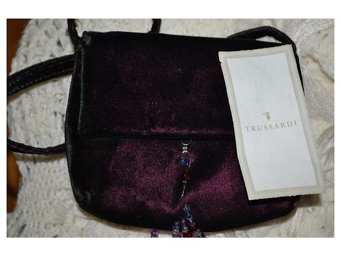 Mini Borsa Trussardi Velluto Rosso Scuro Bordò - vista 8