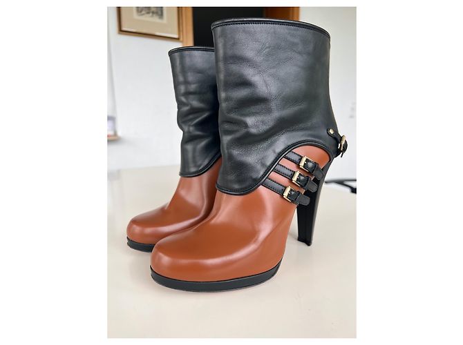 Stivaletti Bally in pelle marrone e nera Nero - vista 3