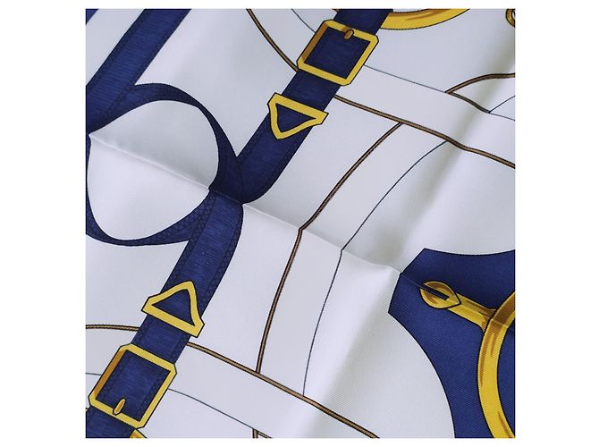 Hermès Seidentuch Sellier Eperon d'Or Marineblau - Ansicht 9