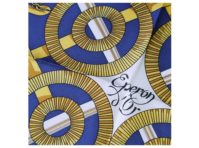 Hermès Seidentuch Sellier Eperon d'Or Marineblau - Ansicht 5