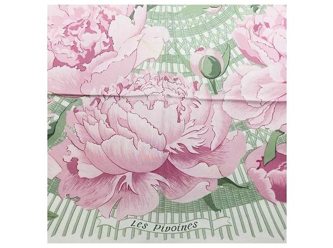 Hermès Quadrato "I Peonie" Rosa - vista 10