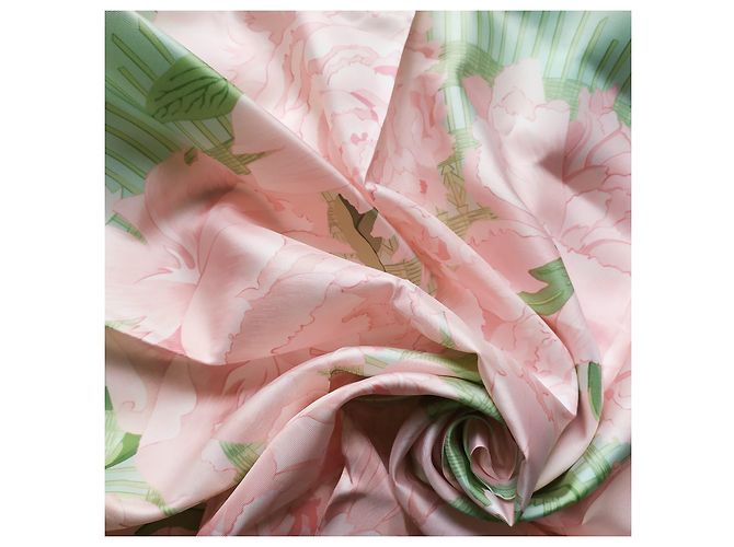 Hermès Quadrato "I Peonie" Rosa - vista 4