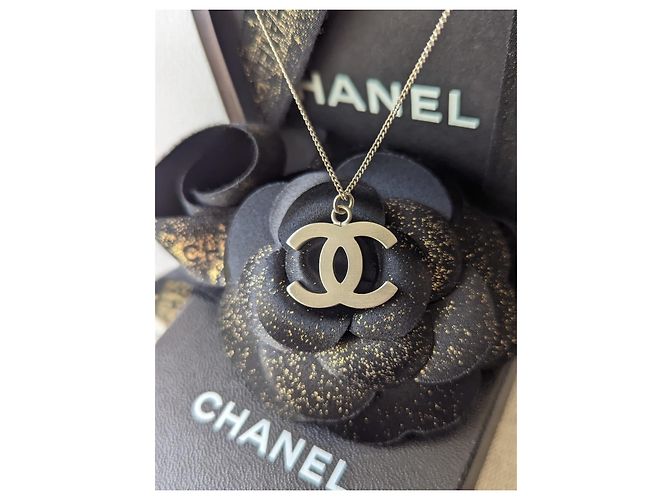 Chanel Collar cuadrado clásico con cristal CC 09P en caja SHW con recibo. Plata - vista 10