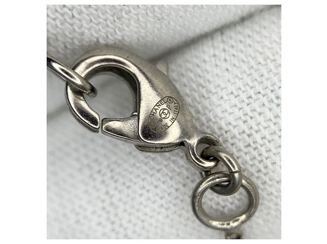 Chanel Collar cuadrado clásico con cristal CC 09P en caja SHW con recibo. Plata - vista 5
