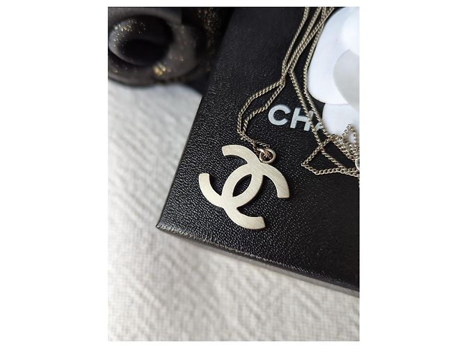 Chanel Collar cuadrado clásico con cristal CC 09P en caja SHW con recibo. Plata - vista 8