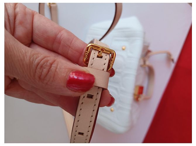 Carolina Herrera Andy 5 Locked Mini Borsa a Tracolla Pelliccia Bianca Bianco - vista 11