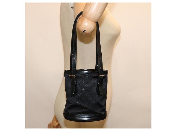 Bucket Borsa a secchiello piccola in raso con monogramma LOUIS VUITTON nera M92144 LV Aut 67283 Nero - vista 20