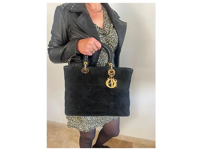 Dior Lady Dior Borsa in scamosciato nero - vista 3
