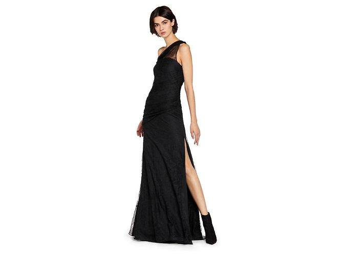 Roberto Cavalli One-Shoulder Schwarzes Spitzenkleid - Ansicht 2