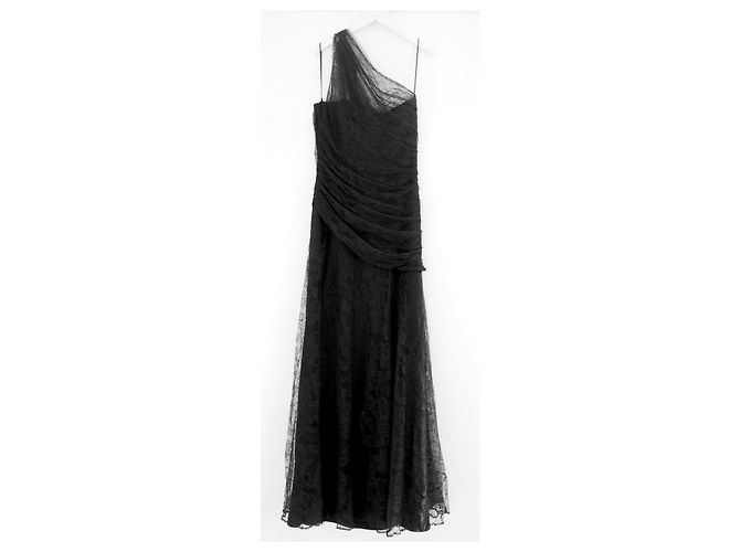 Roberto Cavalli One-Shoulder Schwarzes Spitzenkleid - Ansicht 3