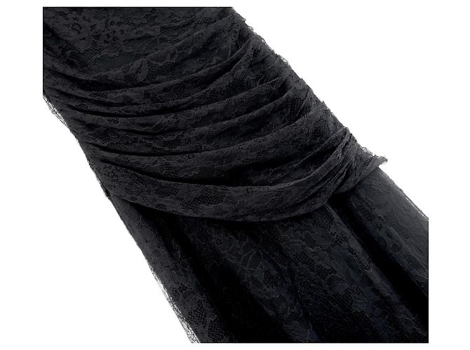 Roberto Cavalli One-Shoulder Schwarzes Spitzenkleid - Ansicht 5