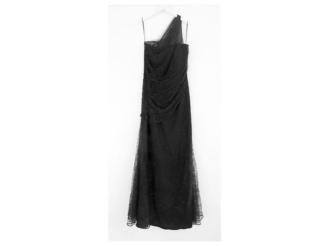 Roberto Cavalli One-Shoulder Schwarzes Spitzenkleid - Ansicht 7