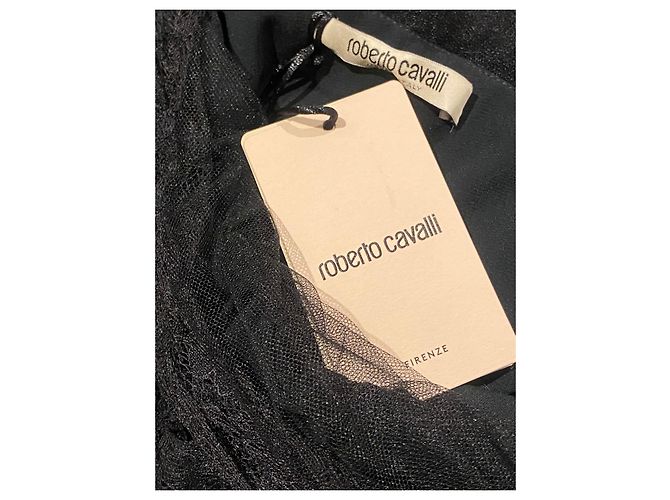 Roberto Cavalli One-Shoulder Schwarzes Spitzenkleid - Ansicht 9