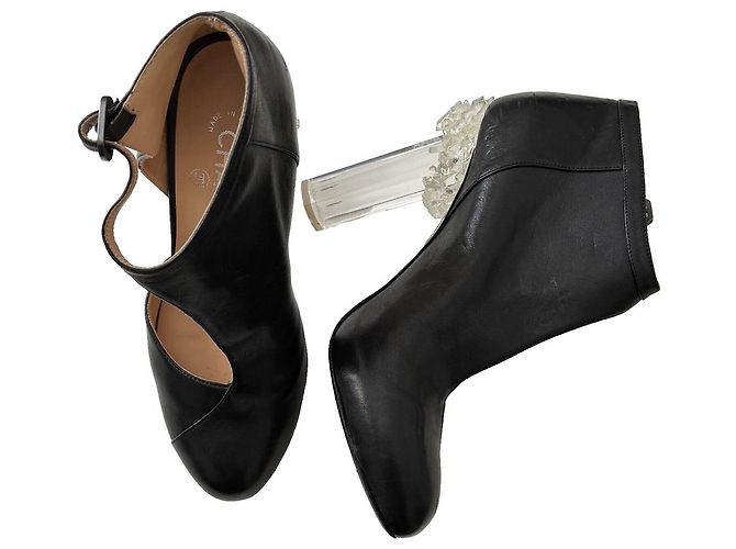 Chanel 2012 Laufsteg Kristall-Absatzschuhe Schwarz - Ansicht 2