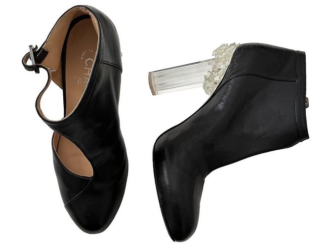 Chanel 2012 Laufsteg Kristall-Absatzschuhe Schwarz - Ansicht 4