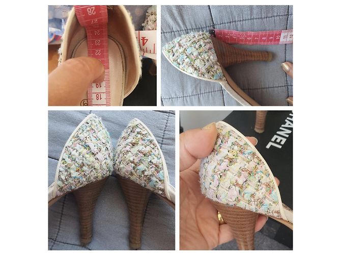 Chanel Pumps Größe 36,5 mit Absatz Mehrfarben Beige Golden - Ansicht 18