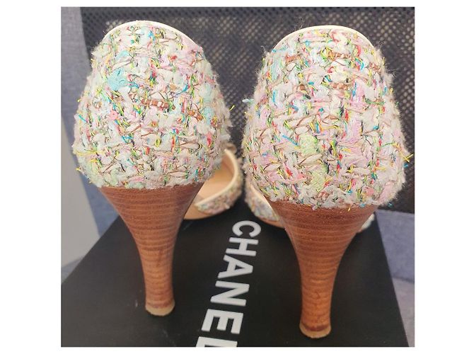 Chanel Pumps Größe 36,5 mit Absatz Mehrfarben Beige Golden - Ansicht 6