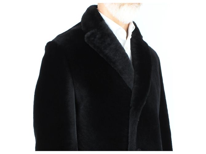 Hermès Hermes Schaffellmantel Schwarz - Ansicht 6