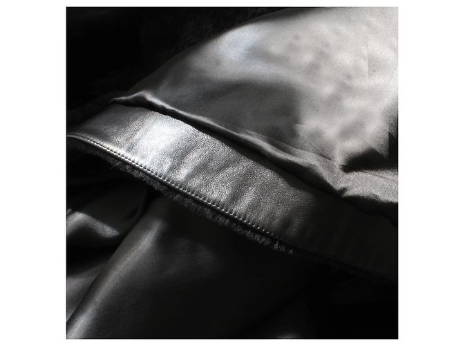 Hermès Hermes Schaffellmantel Schwarz - Ansicht 8