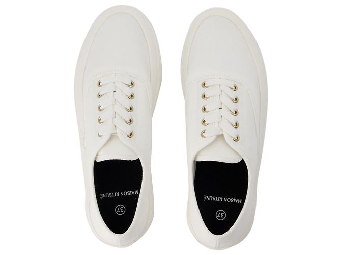 Sneakers stringate - Maison Kitsune - Cotone - Bianco - vista 4