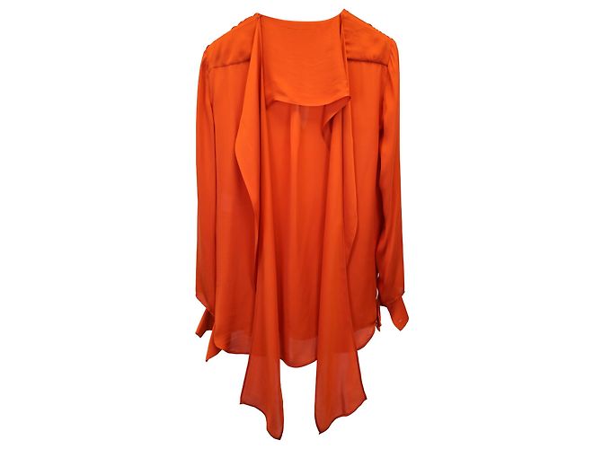 Stella Mc Cartney Blusa Stella McCartney con lazo en seda naranja - vista 3