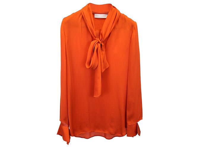 Stella Mc Cartney Blusa Stella McCartney con lazo en seda naranja - vista 4