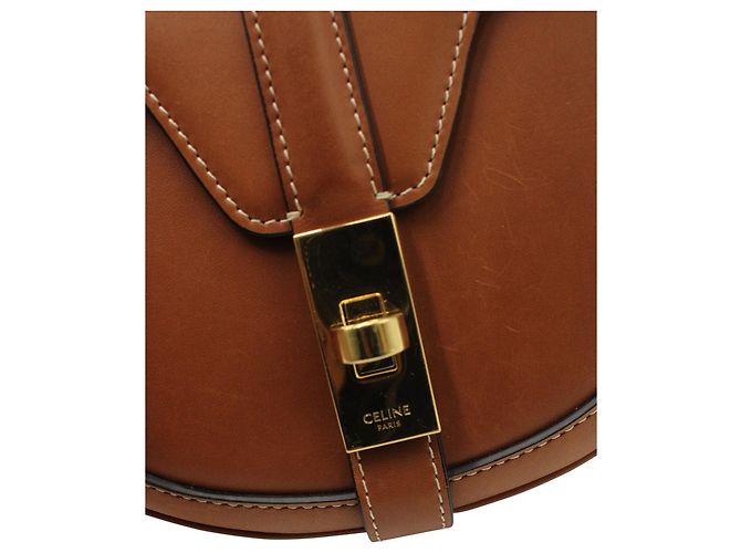 Céline Celine Small Besace 16 Borsa in Pelle Marrone - vista 5
