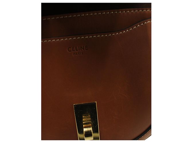 Céline Celine Small Besace 16 Borsa in Pelle Marrone - vista 7