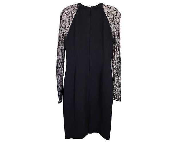 Knielanges Kleid von Jason Wu mit Spitzenmuster aus schwarzer Viskose. - Ansicht 3