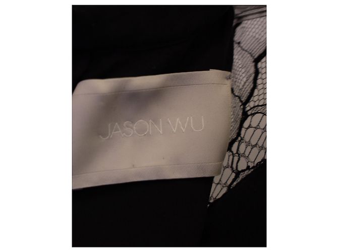 Knielanges Kleid von Jason Wu mit Spitzenmuster aus schwarzer Viskose. - Ansicht 4