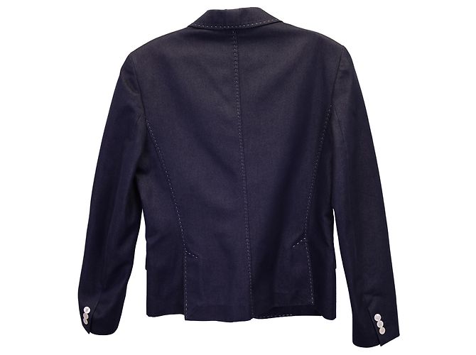 Blazer Max Mara in denim con cuciture a contrasto in cotone blu Blu navy - vista 2