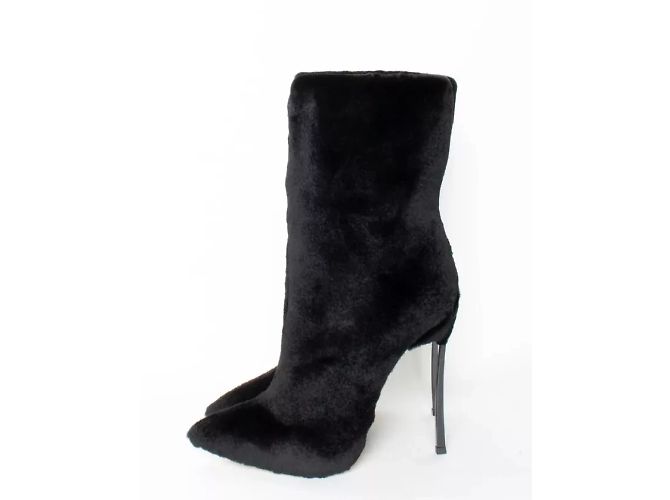 Botines Casadei Blade Heels de piel de visón negro - vista 4