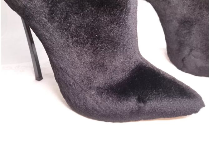 Botines Casadei Blade Heels de piel de visón negro - vista 5