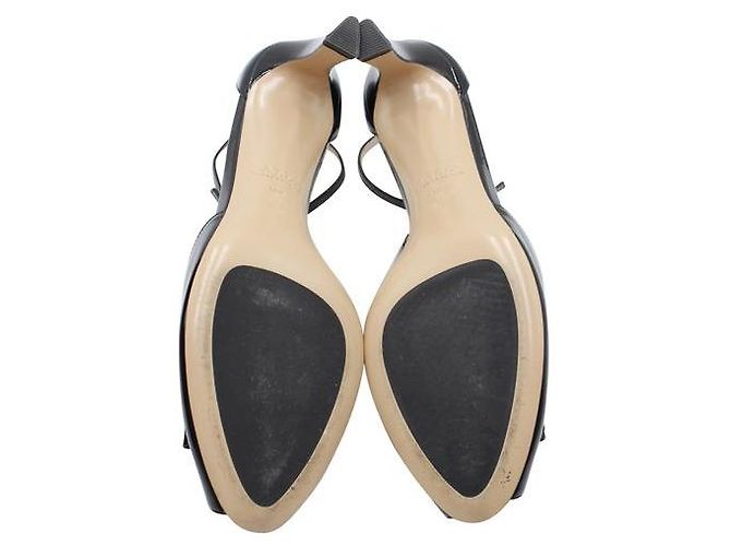Bally Black Patent Leather Peep-Toe Heels With Bow - view 5