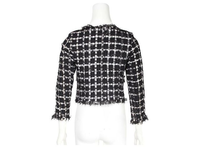 Timeless Chanel Giacca in tweed e pizzo bianco e nero - vista 3