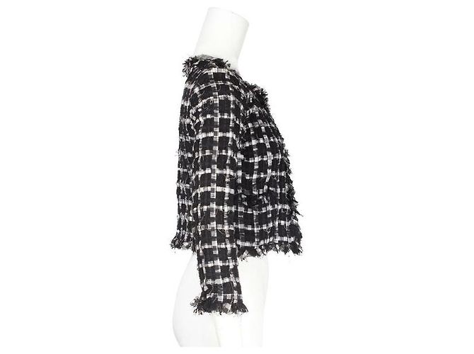 Timeless Chanel Giacca in tweed e pizzo bianco e nero - vista 4