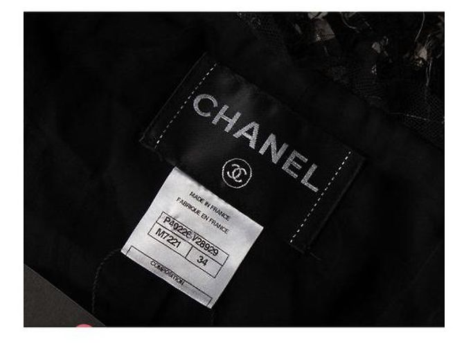 Timeless Chanel Giacca in tweed e pizzo bianco e nero - vista 5