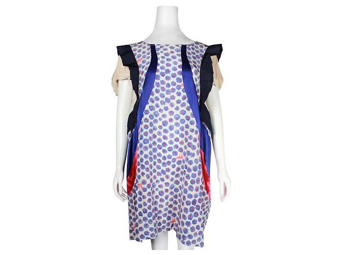 Tsumori Chisato Mehrfarbiges Patchwork-Seidenkleid Mehrfarben - Ansicht 2