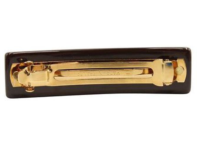 Fermaglio per capelli Louis Vuitton in resina marrone e oro - vista 2