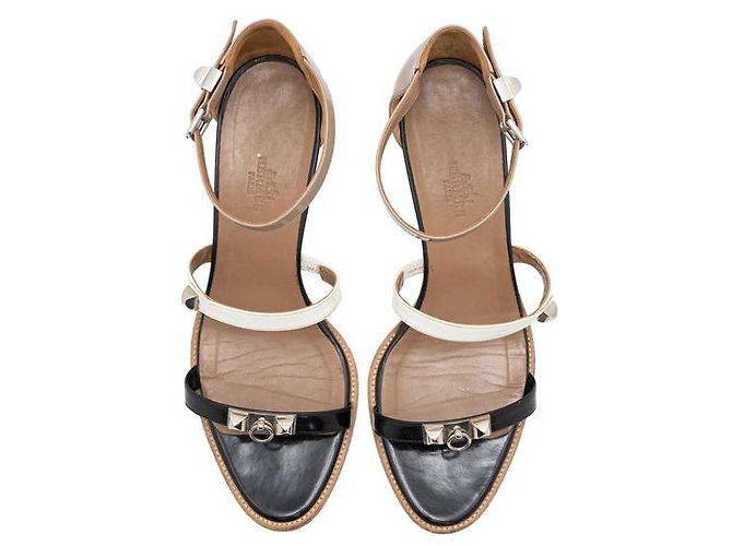 Kelly Hermès Sandalo Hermes Eve in pelle tricolore Marrone - vista 3